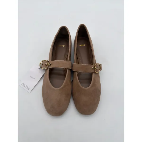 MNG Mango Sand Suede Goat Leather Mary Jane Flat Minimalist Buckle EU38 US7.5 - Image 3