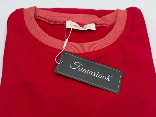 Fantaslook Women’s Crewneck Sweatshirt Pink Long Sleeve Pullover Size Medium - Image 7