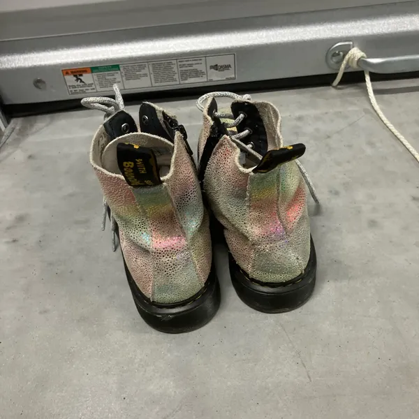 DR. MARTENS Pascal 1460 Iridescent Rainbow Lace Up Unicorn Suede Combat Boots 5 - Image 3