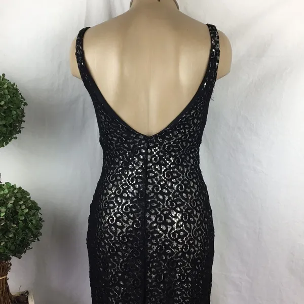 Jessica McClintock Black & Silver Vintage Long Maxi Dress 5-6 - Image 6