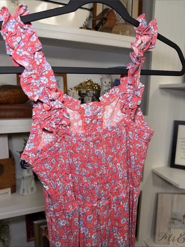 Coral Floral Ruffle-Strap Maxi Dress - Image 3