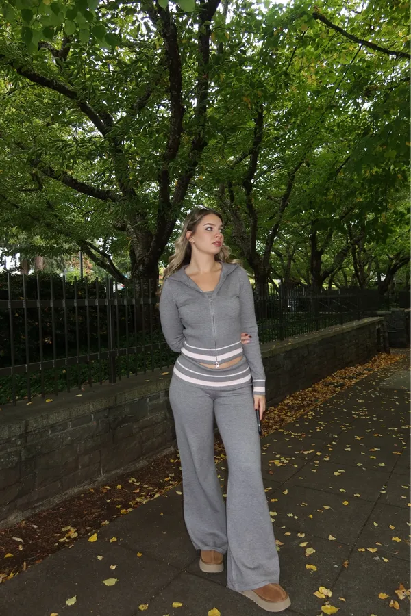 Edikted Kaliya Stripey Fold Over Knit Pants - Image 4