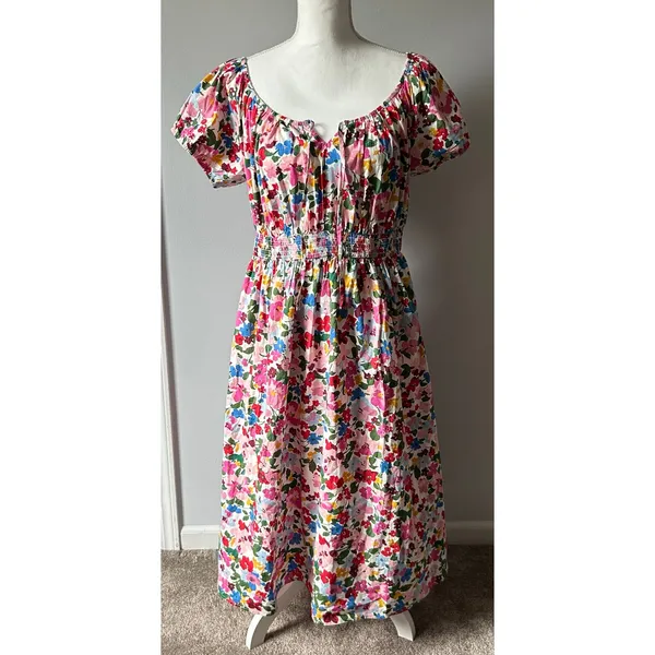 J. Crew Regenerative Cotton Blend Floral Maxi Dress Milkmaid size M - Image 3