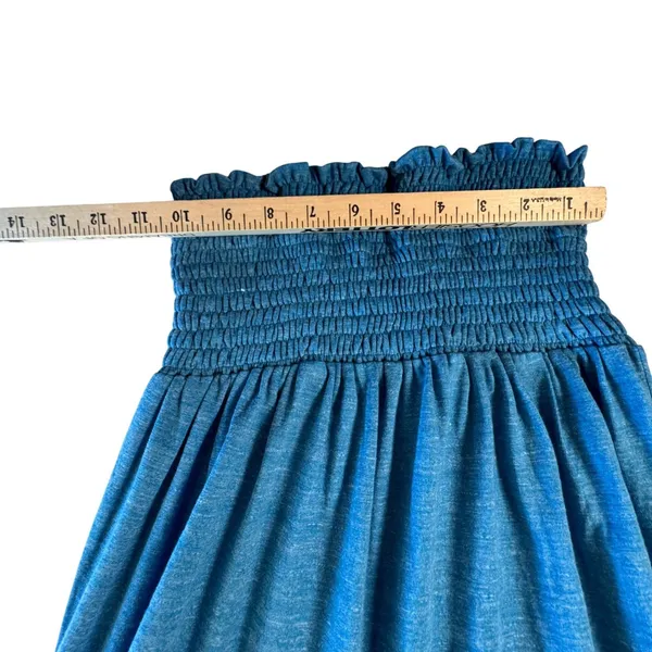 Astrologie California Smocked Waist Top V-Neck‎ Dolman Sleeve Blue Teal Blouse S - Image 8