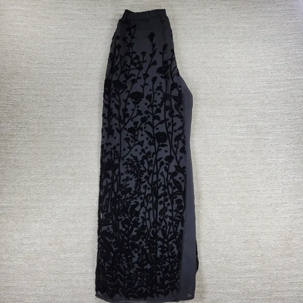VTG Ronni Nicole Velvet Burnout Wide Leg Pants M Black Sheer Holiday Party - Image 15