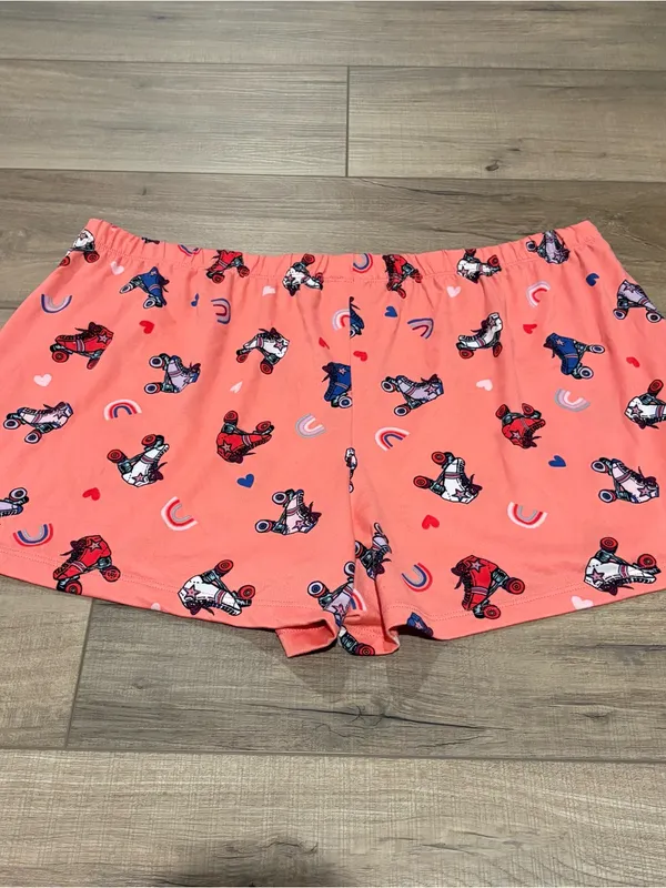Joyspun Women's pocket Pajama Shorts Roller Skate‎ Hearts Epic coral large - Image 2