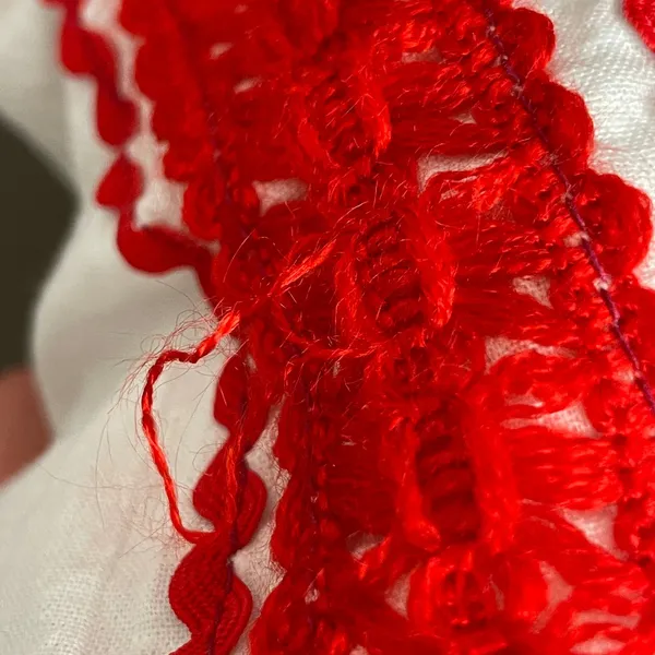 Folk Peasant‎ Blouse Top Women White Red Embroidered Balloon Sleeve European - Image 12