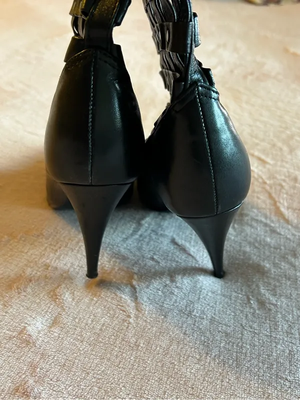 Chinese Laundry vintage black heeled cage boots with grommets size 6.5B goth - Image 4