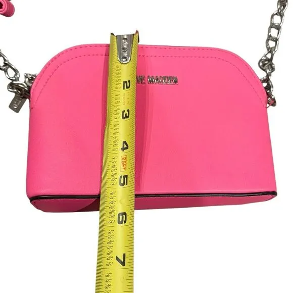 Steve Madden Bmaggie Crossbody Bag Hot Pink‎ Dome Purse Chain Strap AirPod Case - Image 8