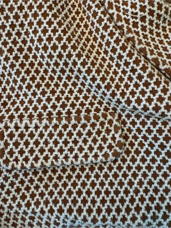 Maeve Anthropologie Blazer Womens Small Brown Geometric Knit Cropped - Image 7