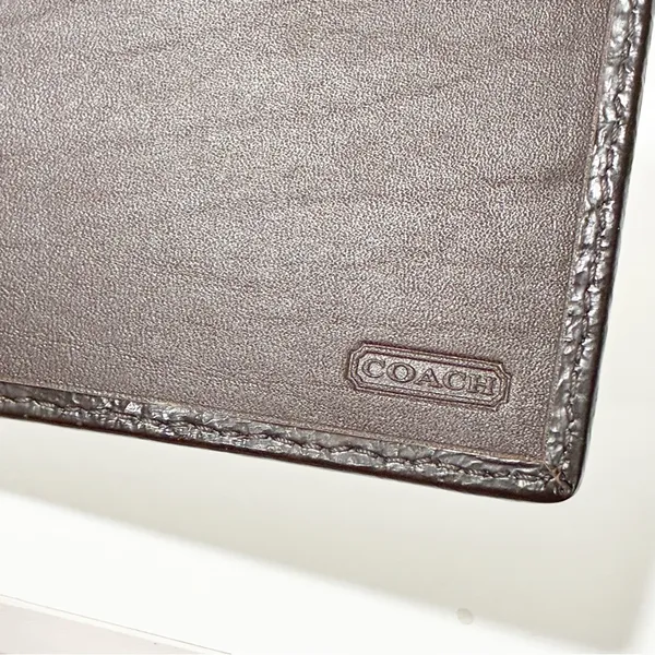 Coach Leather Checkbook Wallet in Signature Canvas Khaki‎ - Image 4