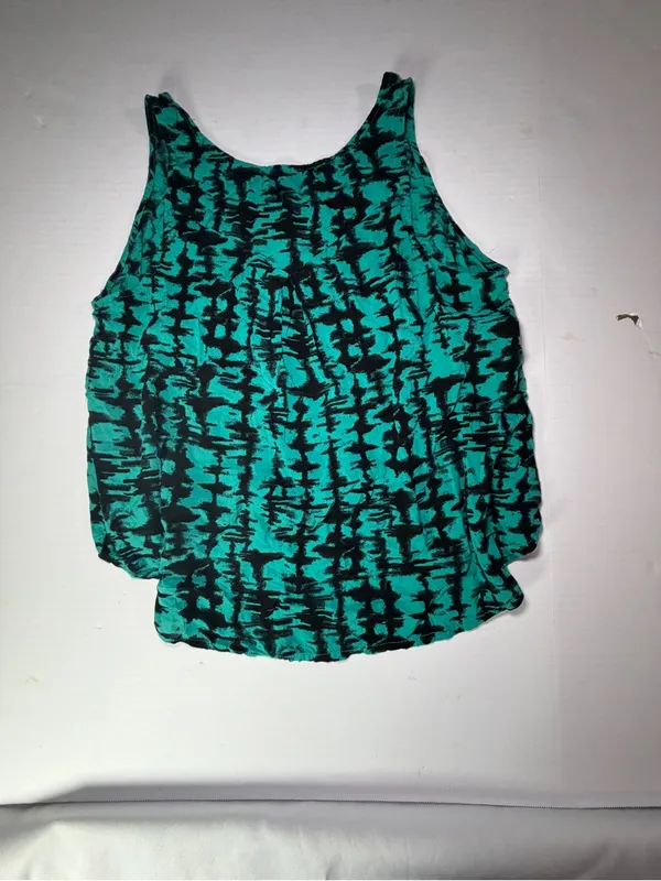 Kirra Teal and Black Abstract Button-Front Tank Top see description - Image 7