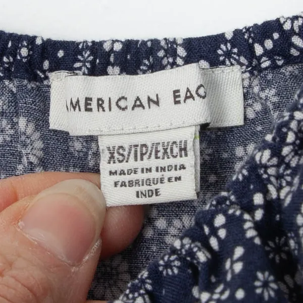 American Eagle Womens Blue Floral Babydoll Mini Dress Size XS Dainty Coquette‎ - Image 3
