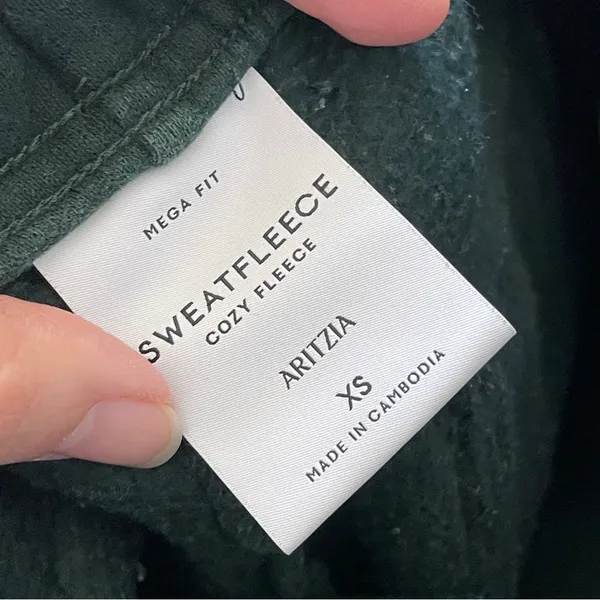 Aritzia Sweatfleece Sweatpants cargo baggy womens Green xsmall loungewear casual - Image 3