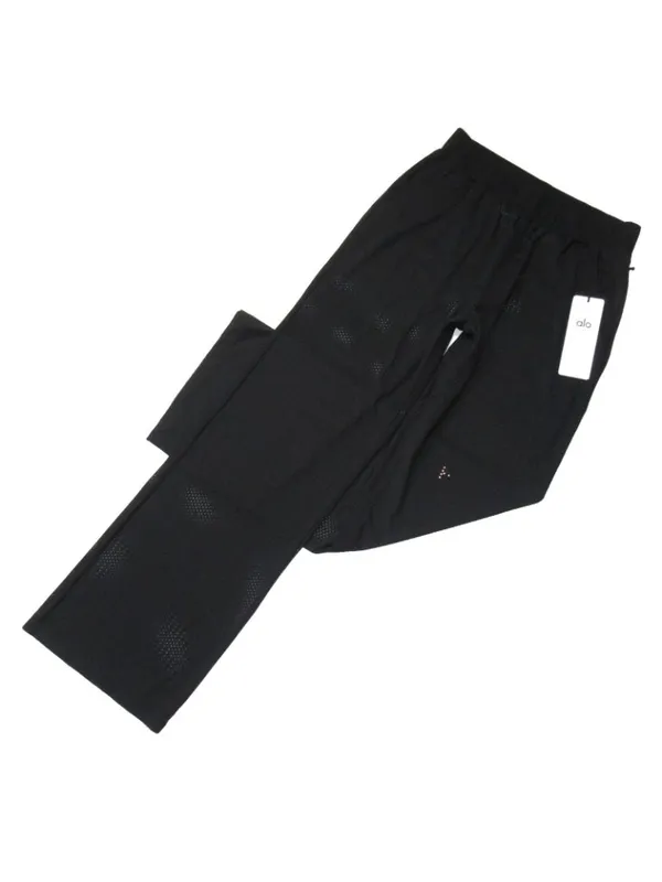 NWT Alo W51178R Mesh All-Star Wide Leg Pant in Black Sheer Lightweight Pants M - Image 4