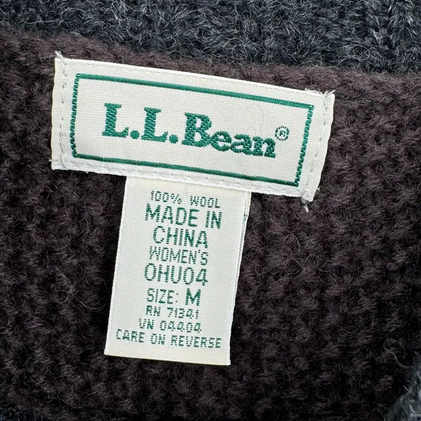 L.L. Bean 100% wool sweater vintage crew pullover patchwork chunky fisherman M Tan Size M - Image 6