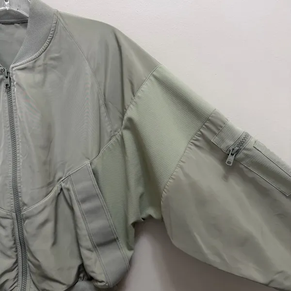 ALO Mixed Media Reinvention Bomber Jacket Limestone Green - Image 5