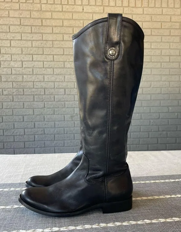 Frye Melissa Button Inside Zip Boots Black Riding Boots Women’s Size 6 - Image 5