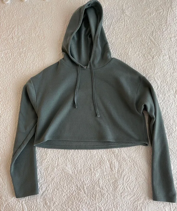 Green Cropped Hoodie Size M - Image 8