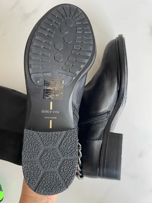 NWT Dolce Vita Black Real Leather Tall Riding Over Knee Boots Chain Zip US7.5 - Image 10
