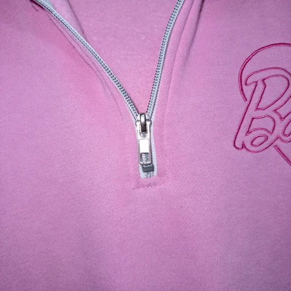 Barbie Pink Fleece Lined Quarter Zip Sweatshirts Size Large - Image 3