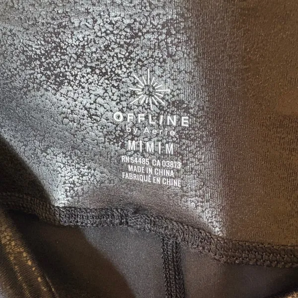 OFFLINE by Aerie Crossover Leggings Size Medium Black Crackle Metallic High Rise - Image 6