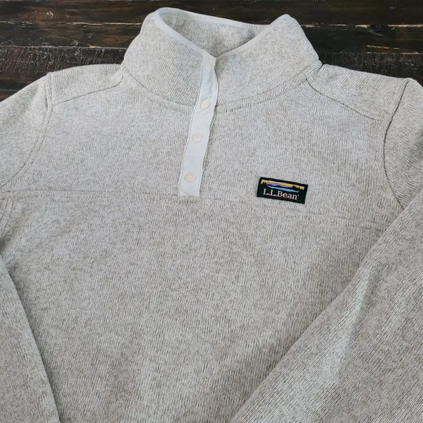 L.L.Bean Women’s XL Sweater Fleece Quarter Button Pullover Gray Cozy Outdoor - Image 2
