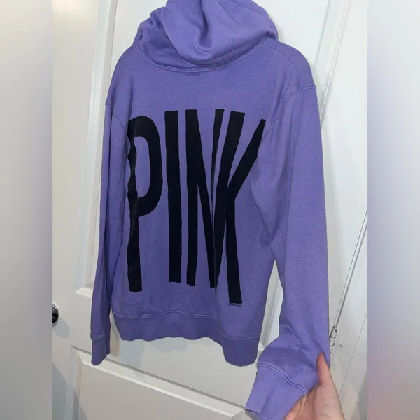 PINK by Victoria’s Secret Y2K Oversized Preppy Pockets Hooded Full Zip Jacket M - Image 9