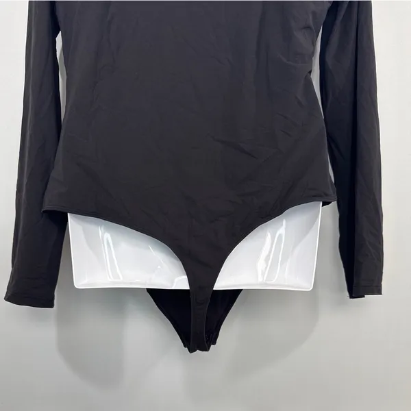 Quince Black Square Neck Bodysuit Women XL‎ Minimalist Stretch Essential - Image 8