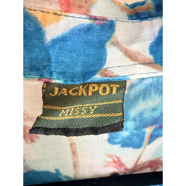 Jackpot Missy Floral Cotton Gauze Button Down Tunic Shirt Blue Size Large (est) - Image 3