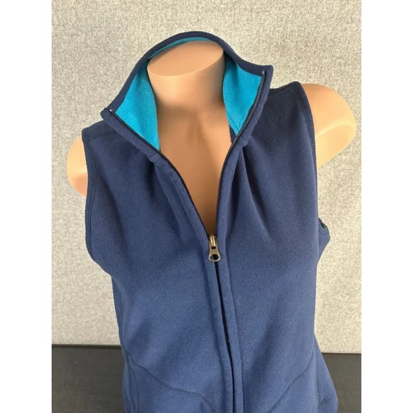 Old Navy Large Vest Sleeveless Fleece Blue Womens 2009 Full Zip Top Mock‎ Neck - Image 10