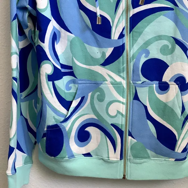 NWT‎ Hill House The Allie Zip Hoodie in Ocean Kaleidoscope Blue - Image 10