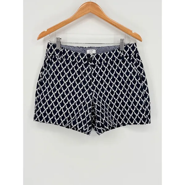 Crown & Ivy Chino Shorts Womens 6 Navy Blue Geometric‎ Trellis Stretch Casual - Image 2