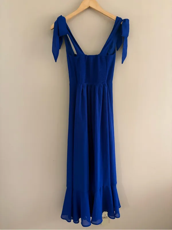 Lulus Summer Invite Royal Blue Tie-Strap Tiered Midi Dress Size XS Feminine - Image 5