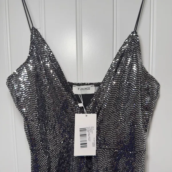 Flounce Club London Wrap Mini Size 10 Dress Metallic Y2K Indie Sleaze Retro - Image 8