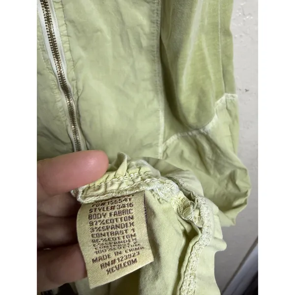 XCVI Imogen Dress Green Cotton Zip Front Ruched Knee Length size L Boho - Image 7