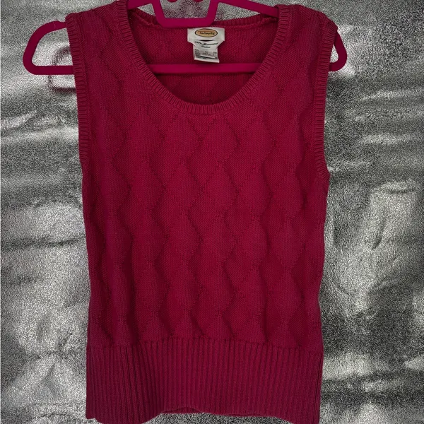 Talbots Vintage 100% Mercerized Cotton Argyle Pink Sweater Vest - Image 3