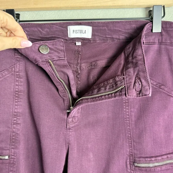 Pistola Hannah Cargo Skinny Pant Women's Dark Purple Stretch Fabric Mid-Rise 32 - Image 9