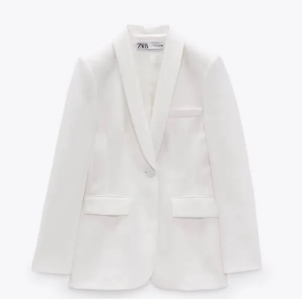 ZARA blazer white waisted tailored tuxado suit jacket - Image 9