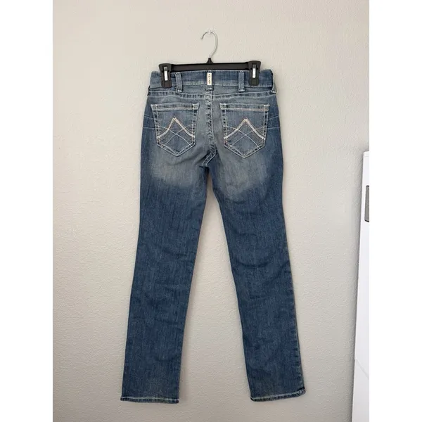 Ariat REAL Straight Jeans Women US 27R Rainstorm Mid Rise Medium Wash Western - Image 5