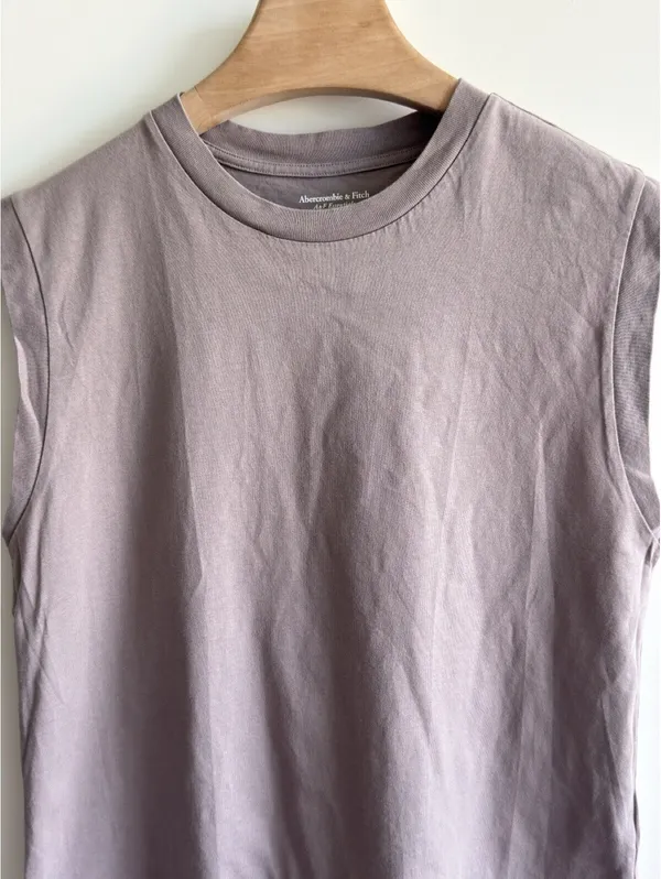 Abercrombie & Fitch Soft Essential Muscle Tank Top Mauve Cotton Size S - Image 7