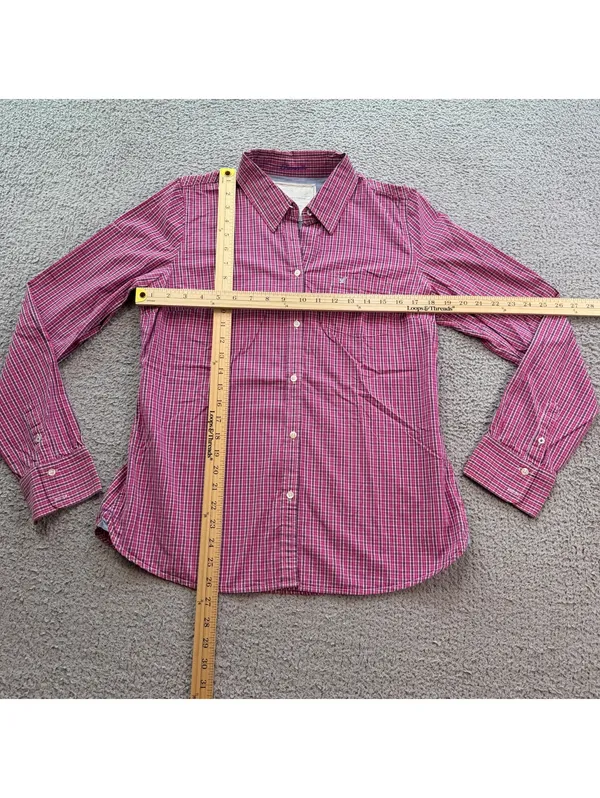 American Eagle Outfitters Women’s Pink Plaid Button Down Shirt Signature Fit S - Image 3
