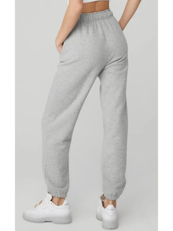 Alo Accolade Sweatpants Athletic Heathered Grey High-Rise Fleece Joggers Sweats - Image 2