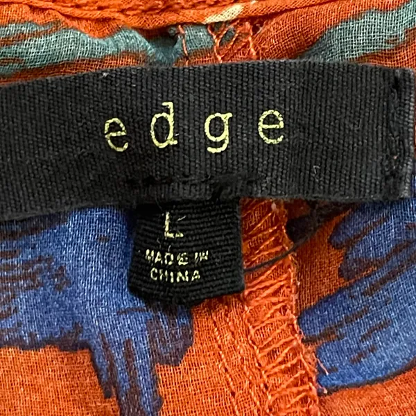 Edge Lightweight Sheer Printed Sleeveless Blouse Orange Blue Cream Size Large - Image 6