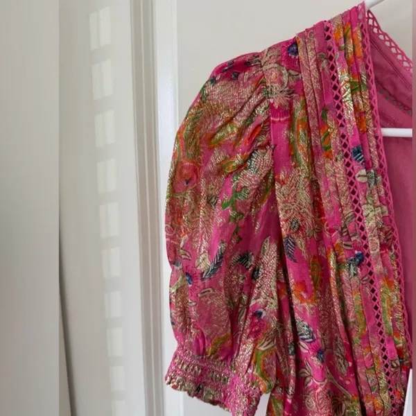 Hemant & Nandita Pink Floral Bella Bodysuit Size XS‎ - Image 3