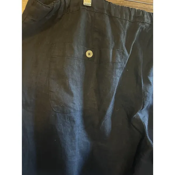 Allen Allen Linen Pants Plus 1XL Navy Blue Pockets Timeless Excellent - Image 10