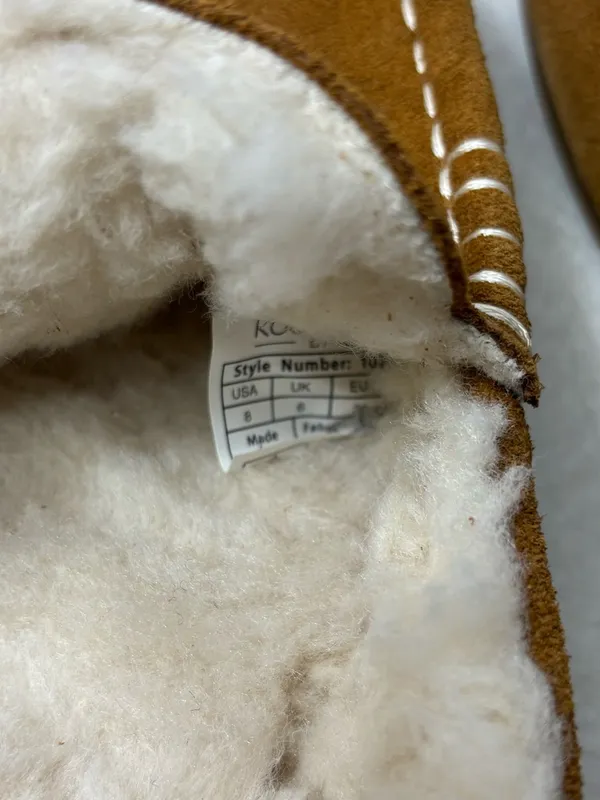Koolaburra Chestnut Lezly Suede Moccasin Flats with Cream‎ Fur Lining Size 8 - Image 8