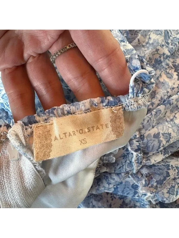Altar’d State Floral Blue Dress Size XS - Image 4