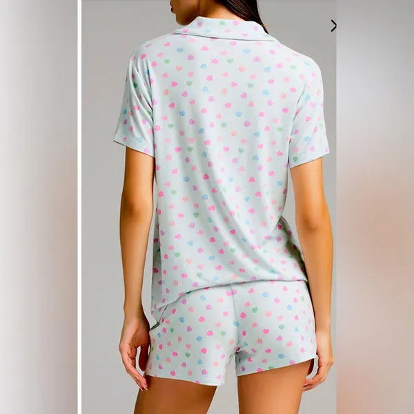 SKIMS Soft Lounge Short Sleep Set – XS – Cloud Candy Heart Print‎ – NWOT - Image 2
