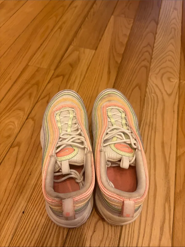 Nike Air Max 97 Essential Sneakers in White Melon Mint Volt Colorway Size 7.5 - Image 5